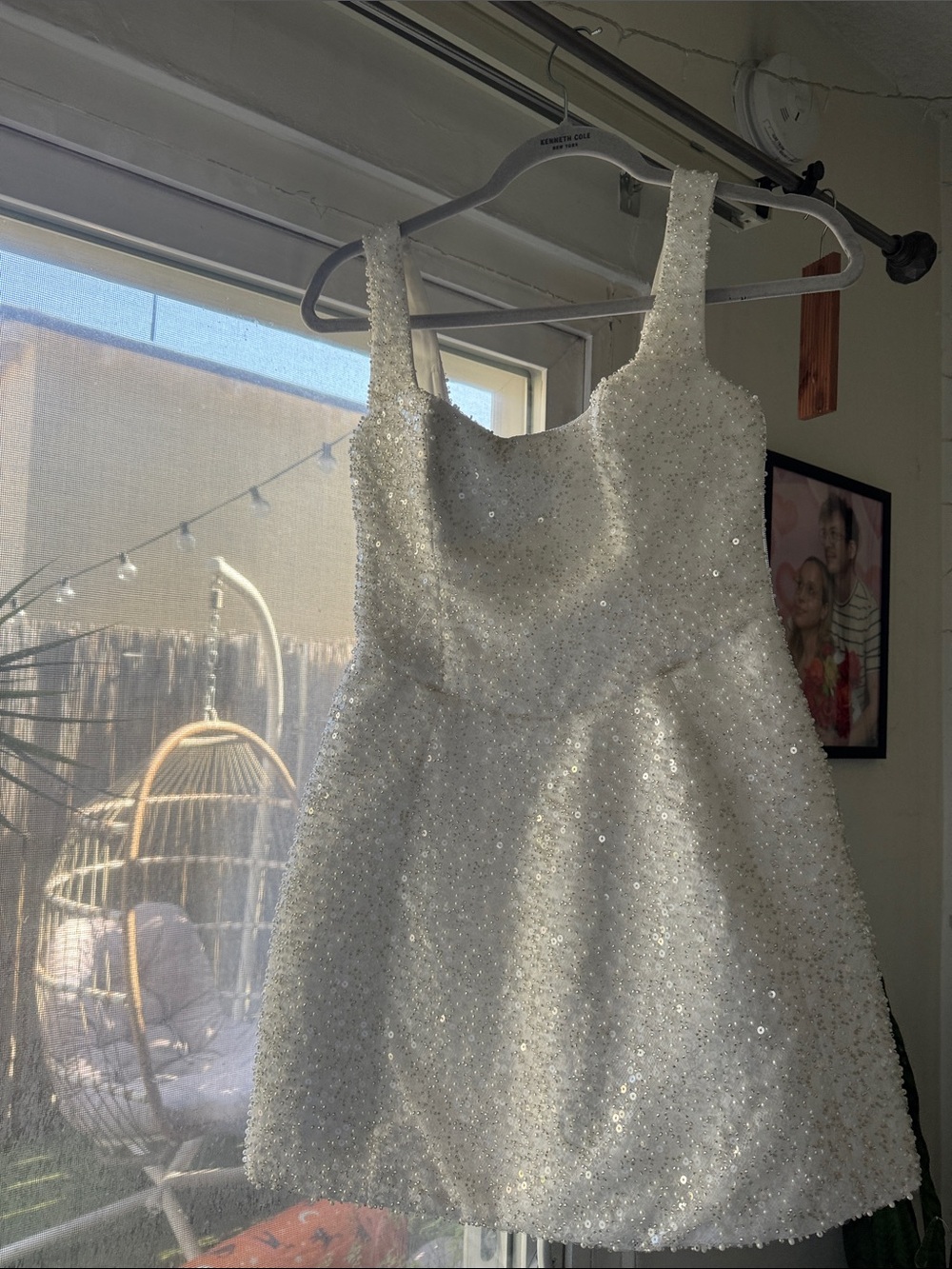 Oh Polly White Sequin Mini Dress